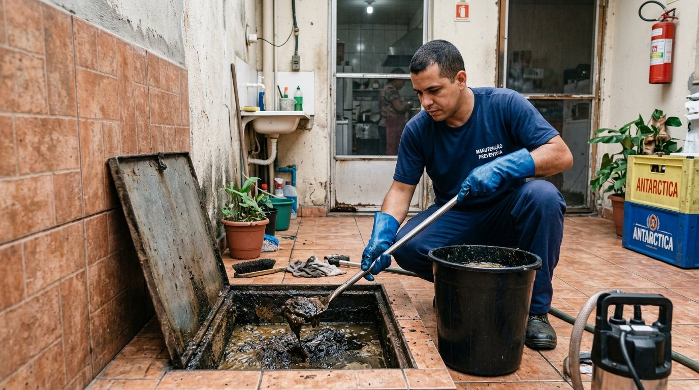 Limpeza de Caixa de Gordura com Equipe em Londrina‑PR
