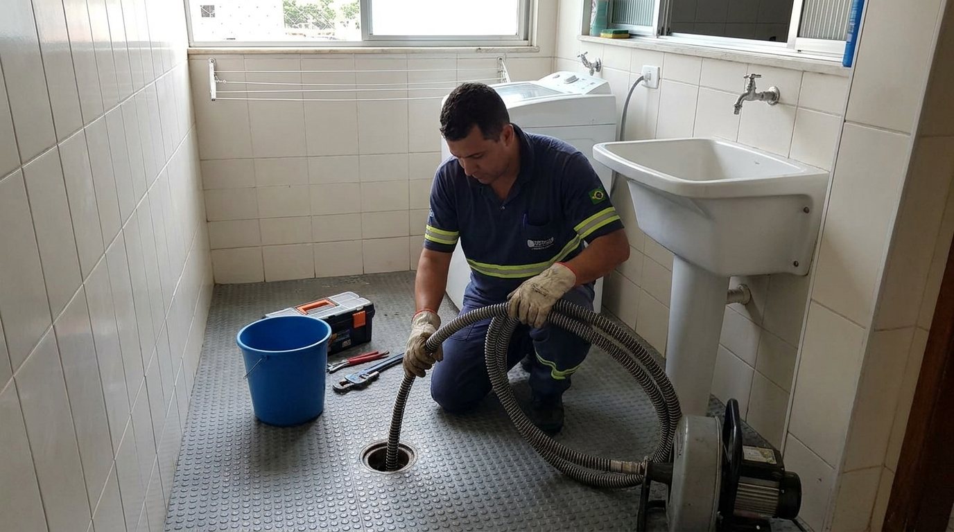 Ponto de Esgoto na Lavanderia em Londrina‑PR
